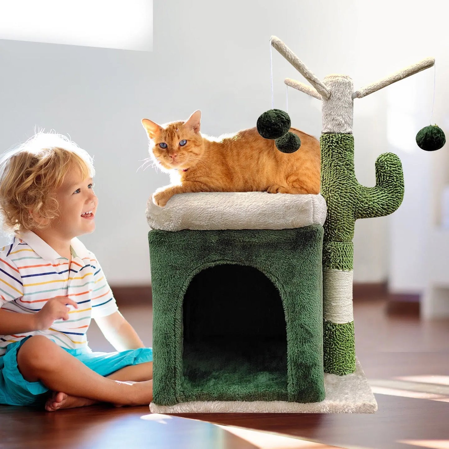 4Paws Cat Tree Scratching Post House Furniture Bed Cactus Play - Myzenhome