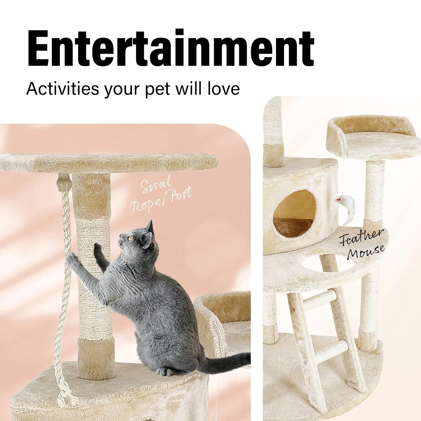 4paws cat tree scratching post house furniture bed luxury plush play 4Paws