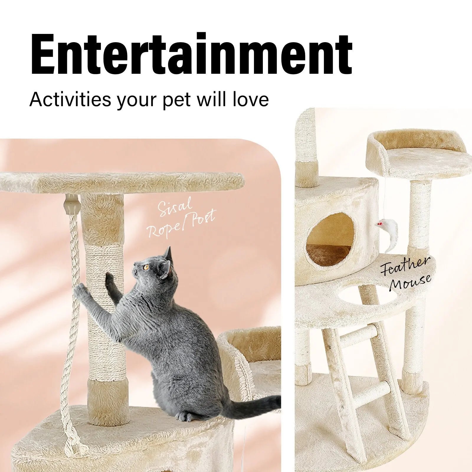 4paws cat tree scratching post house furniture bed luxury plush play 4Paws