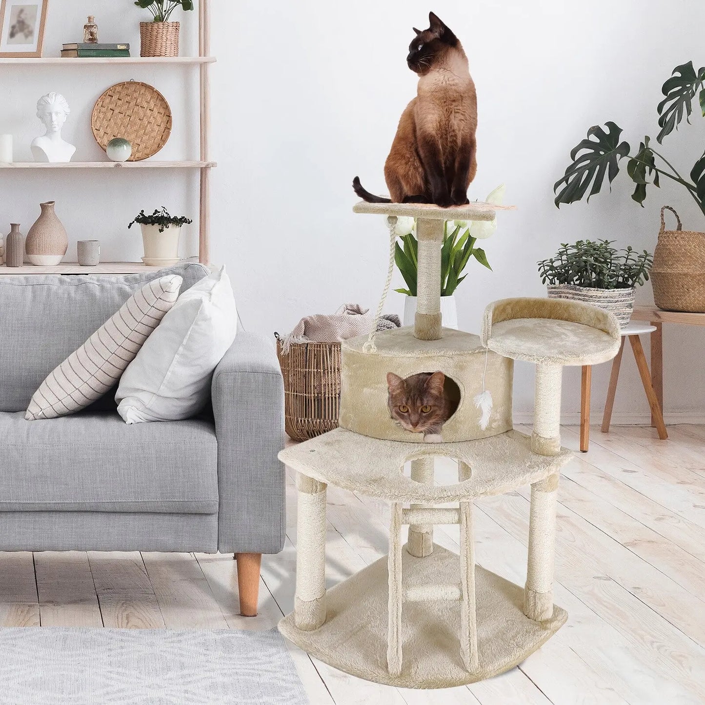 4paws cat tree scratching post house furniture bed luxury plush play 4Paws