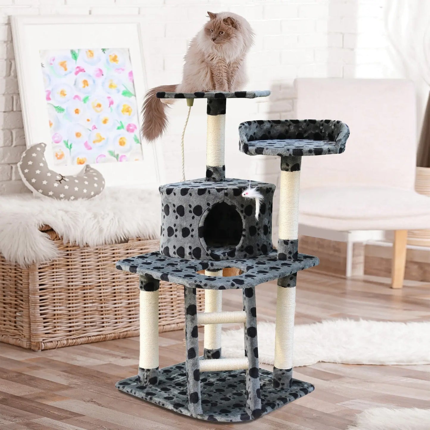 4paws cat tree scratching post house furniture bed luxury plush play 4Paws