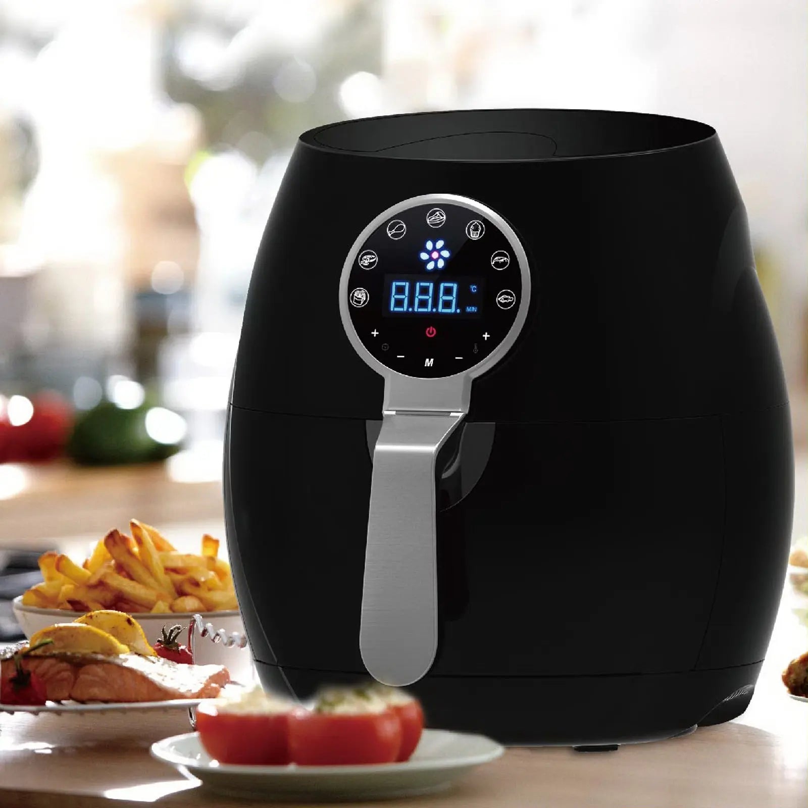 5 Litre Air Fryer And 1.7 Litre Kettle Blue LED Kitchen Package Deal Set - Myzenhome