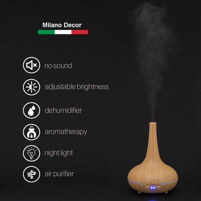 Essential Oil Diffuser Ultrasonic Humidifier Aromatherapy LED Light 200ML 3 Oils - Myzenhome