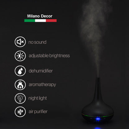 Essential Oil Diffuser Ultrasonic Humidifier Aromatherapy LED Light 200ML 3 Oils - Myzenhome