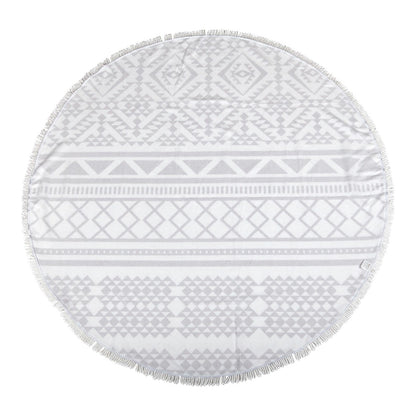 Milano Round Beach Towel with Tassels Print 140 cm 350 GSM Microfibre Blanket - Myzenhome