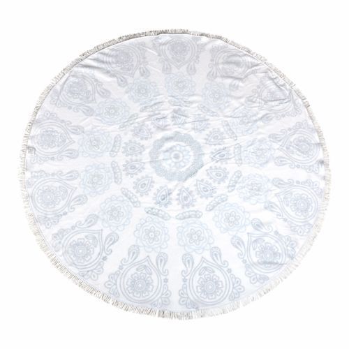 Milano Round Beach Towel with Tassels Print 140 cm 350 GSM Microfibre Blanket - Myzenhome