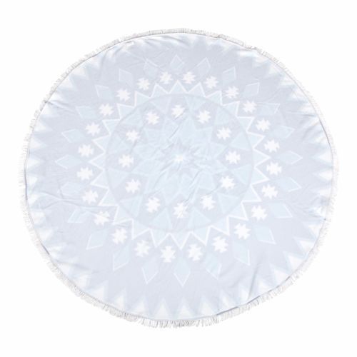 Milano Round Beach Towel with Tassels Print 140 cm 350 GSM Microfibre Blanket - Myzenhome