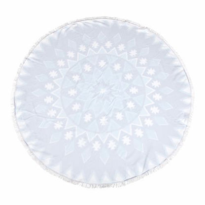 Milano Round Beach Towel with Tassels Print 140 cm 350 GSM Microfibre Blanket - Myzenhome