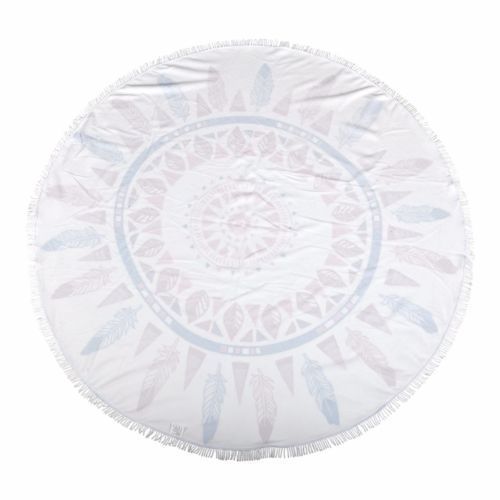 Milano Round Beach Towel with Tassels Print 140 cm 350 GSM Microfibre Blanket - Myzenhome