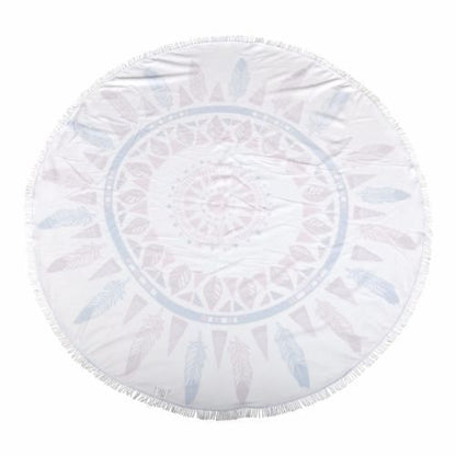 Milano Round Beach Towel with Tassels Print 140 cm 350 GSM Microfibre Blanket - Myzenhome