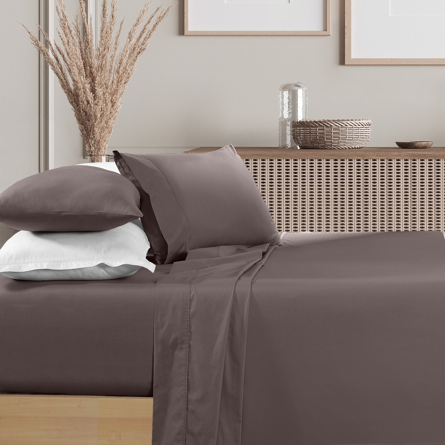 Renee Taylor 1500 Thread Count Pure Soft Cotton Blend Flat & Fitted Sheet Set - Myzenhome