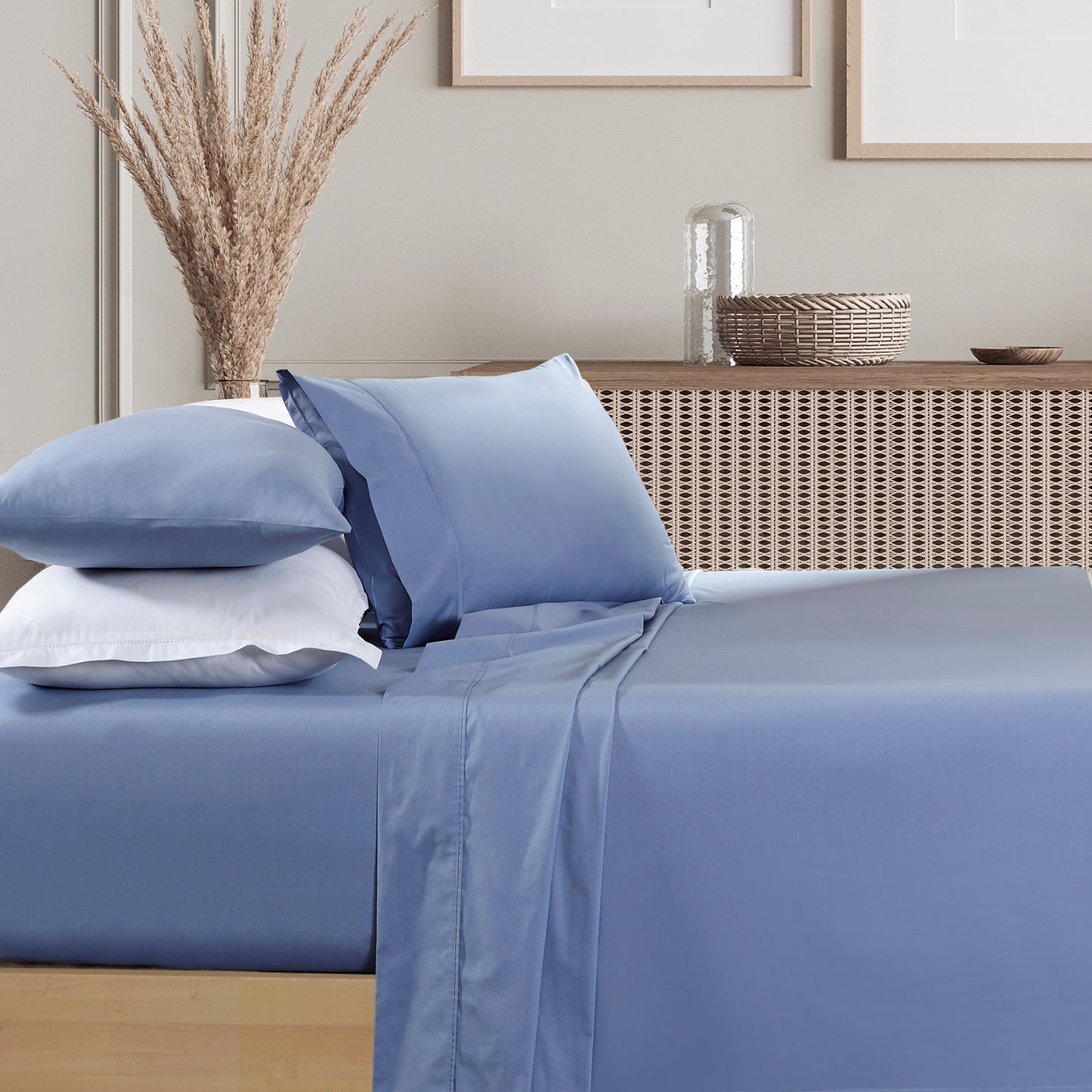 Renee Taylor 1500 Thread Count Pure Soft Cotton Blend Flat & Fitted Sheet Set - Myzenhome