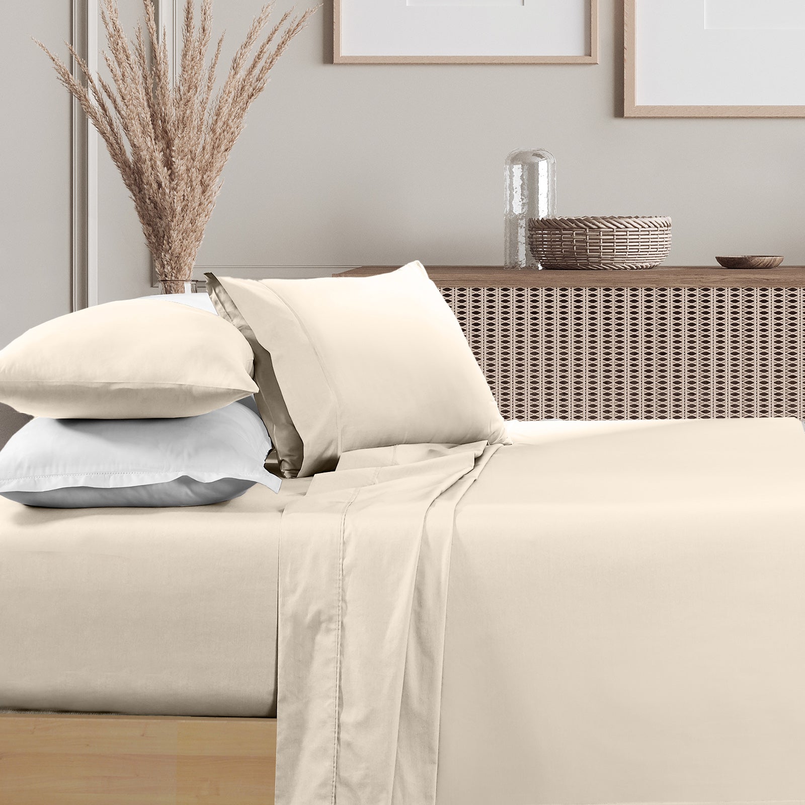 Renee Taylor 1500 Thread Count Pure Soft Cotton Blend Flat & Fitted Sheet Set - Myzenhome