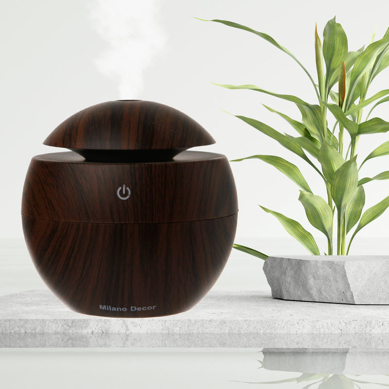 Milano Ultrasonic USB Diffuser with 10 Aroma Oils Humidifier LED Light 130ml