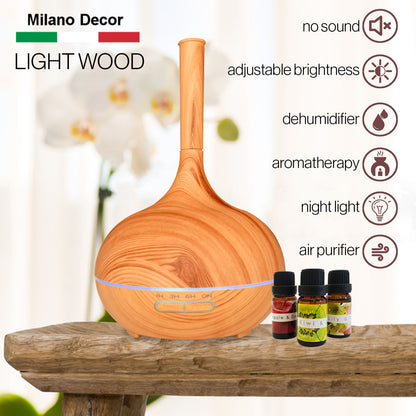 Milano Supreme Ultrasonic 400ml Aromatherapy Humidifier Diffuser LED with 3 Oils - Myzenhome