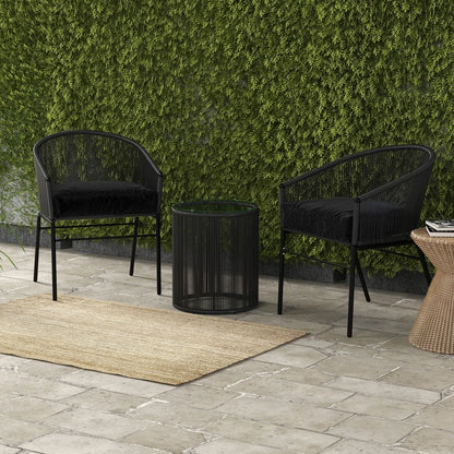 Arcadia Furniture 3 Piece Outdoor Patio Set Weather Resistant Stylish Black - Myzenhome