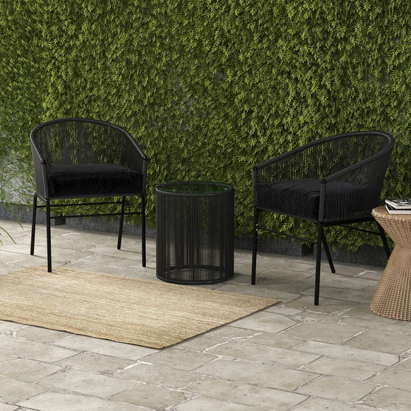 Arcadia Furniture 3 Piece Outdoor Patio Set Weather Resistant Stylish Black - Myzenhome