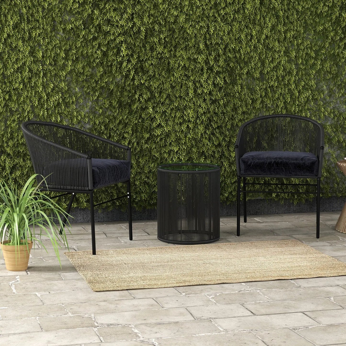 Arcadia Furniture 3 Piece Outdoor Patio Set Weather Resistant Stylish Black - Myzenhome