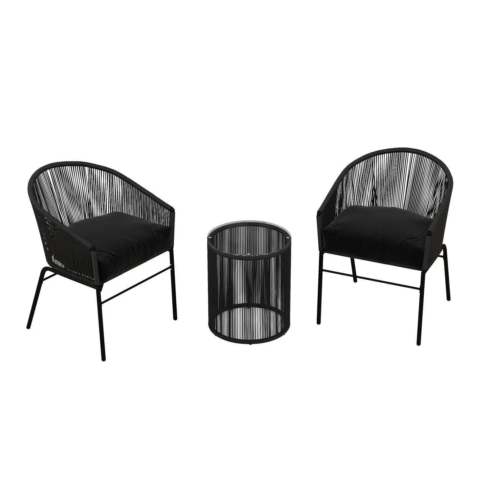 Arcadia Furniture 3 Piece Outdoor Patio Set Weather Resistant Stylish Black - Myzenhome