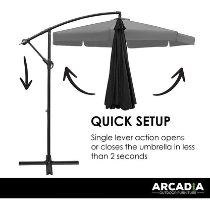 Arcadia Furniture 3M Outdoor Umbrella Cantilever Garden Beach Patio Pool - Myzenhome