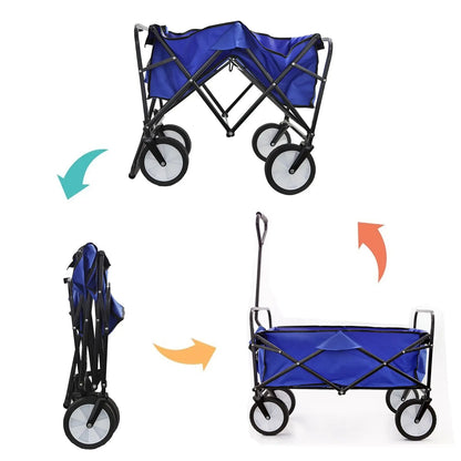 Arcadia Furniture Foldable Wagon Trolley Beach Outdoor Garden Cart Portable Navy Myzenhome