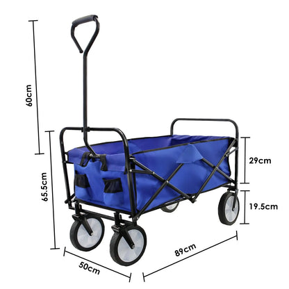 Arcadia Furniture Foldable Wagon Trolley Beach Outdoor Garden Cart Portable Navy Myzenhome