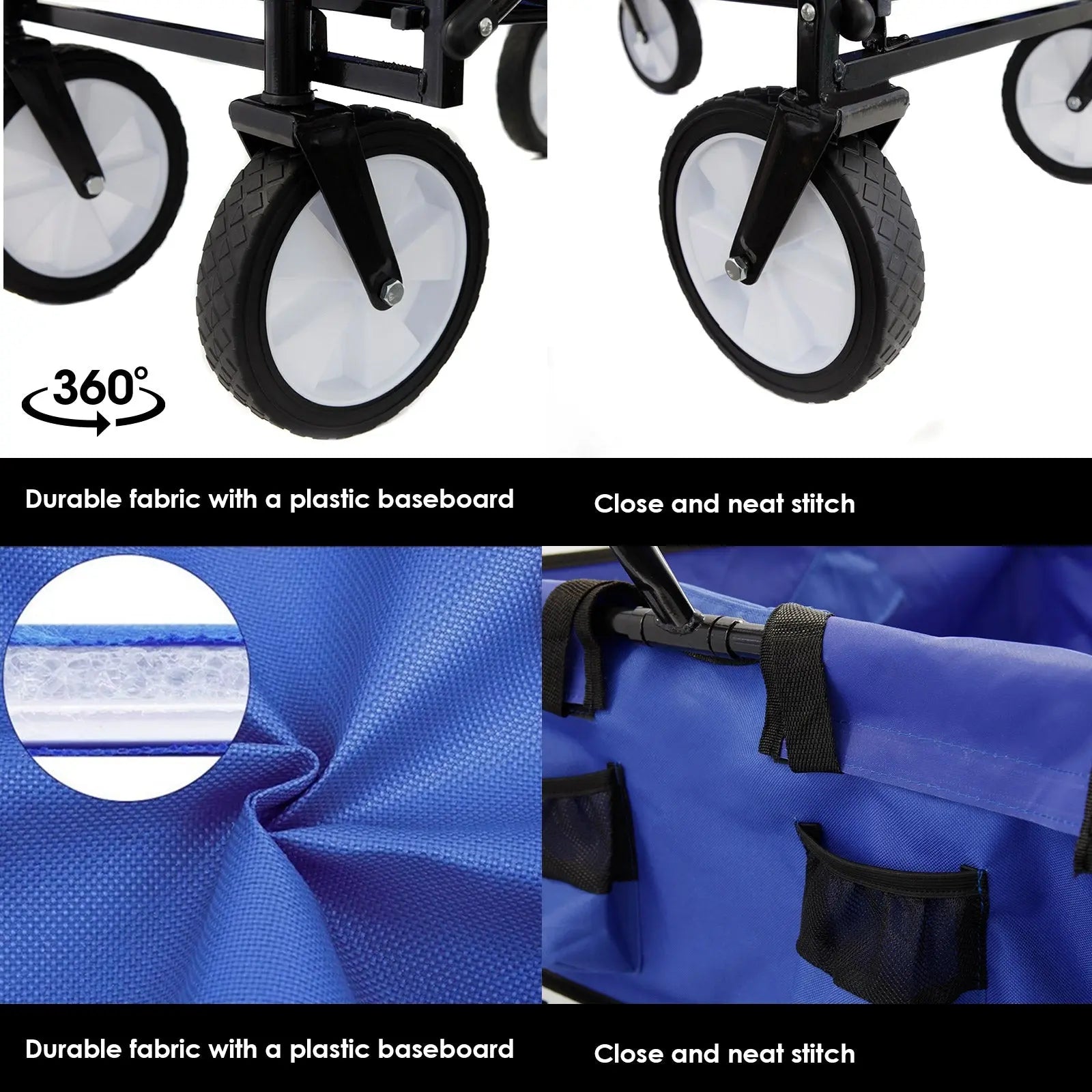 Arcadia Furniture Foldable Wagon Trolley Beach Outdoor Garden Cart Portable Navy Myzenhome