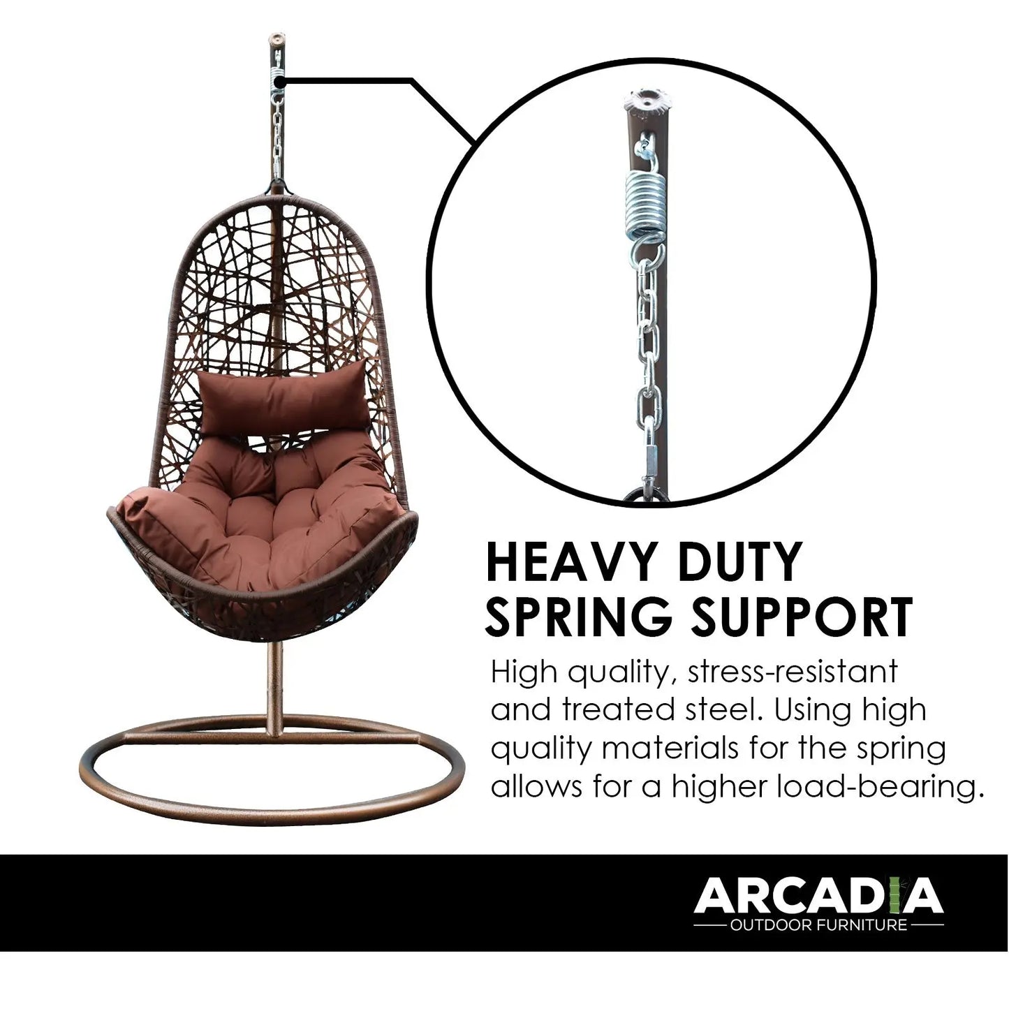 Arcadia Furniture Hanging Basket Egg Chair Outdoor Wicker Rattan Patio Garden - Myzenhome