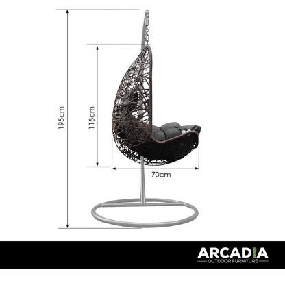 Arcadia Furniture Hanging Basket Egg Chair Outdoor Wicker Rattan Patio Garden - Myzenhome