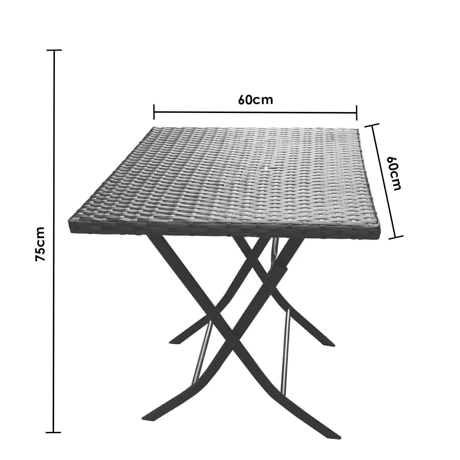 Arcadia Furniture Outdoor Foldable Rattan Coffee Table Set Garden Patio - Myzenhome