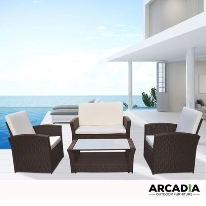 Arcadia Furniture Outdoor Sofa Lounge Set Wicker Rattan Garden - Myzenhome