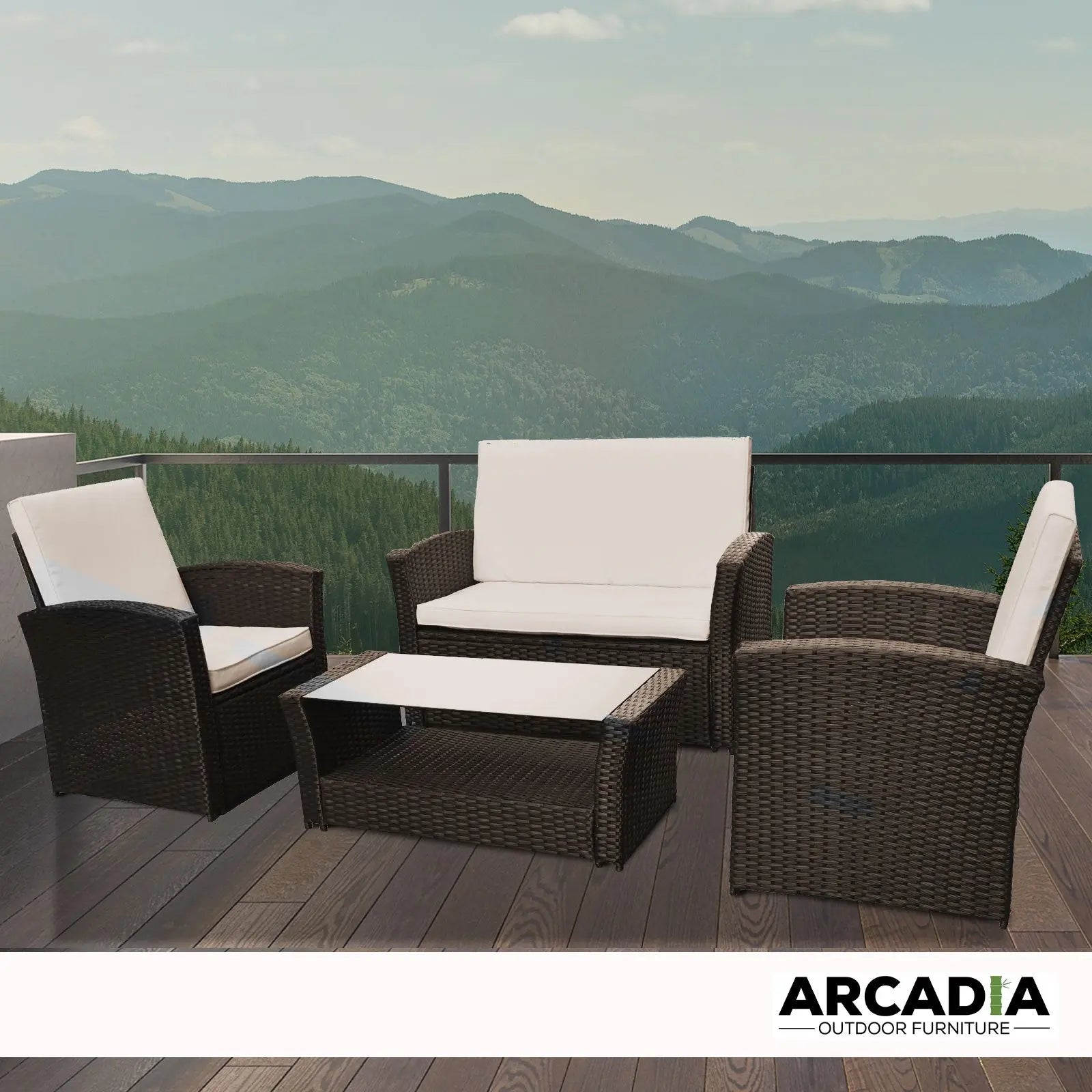 Arcadia Furniture Outdoor Sofa Lounge Set Wicker Rattan Garden - Myzenhome