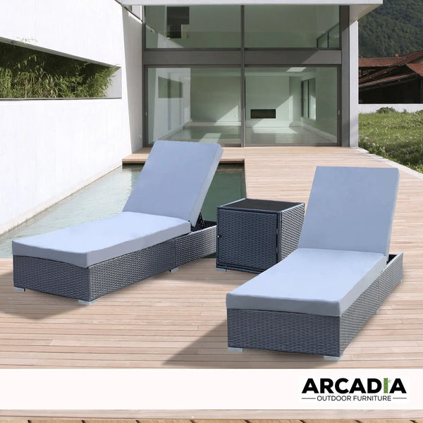 Arcadia Furniture Outdoor Sunlounge Set Rattan Garden Day Bed Lounger - Myzenhome