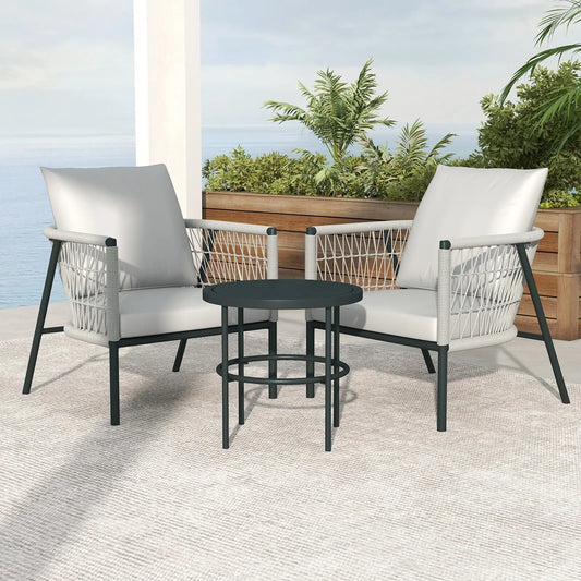 Arcadia Furniture Reims 3 Piece Patio Outdoor Weather Resistant Set Grey - Myzenhome