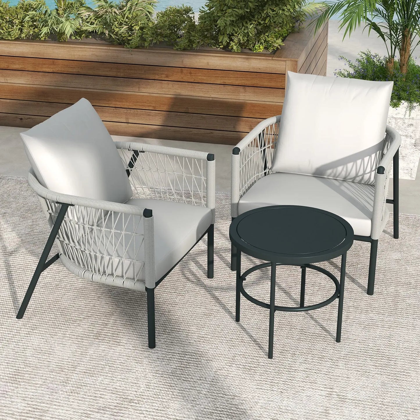 Arcadia Furniture Reims 3 Piece Patio Outdoor Weather Resistant Set Grey - Myzenhome