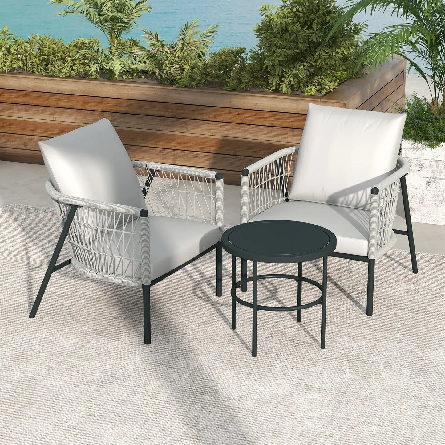 Arcadia Furniture Reims 3 Piece Patio Outdoor Weather Resistant Set Grey - Myzenhome