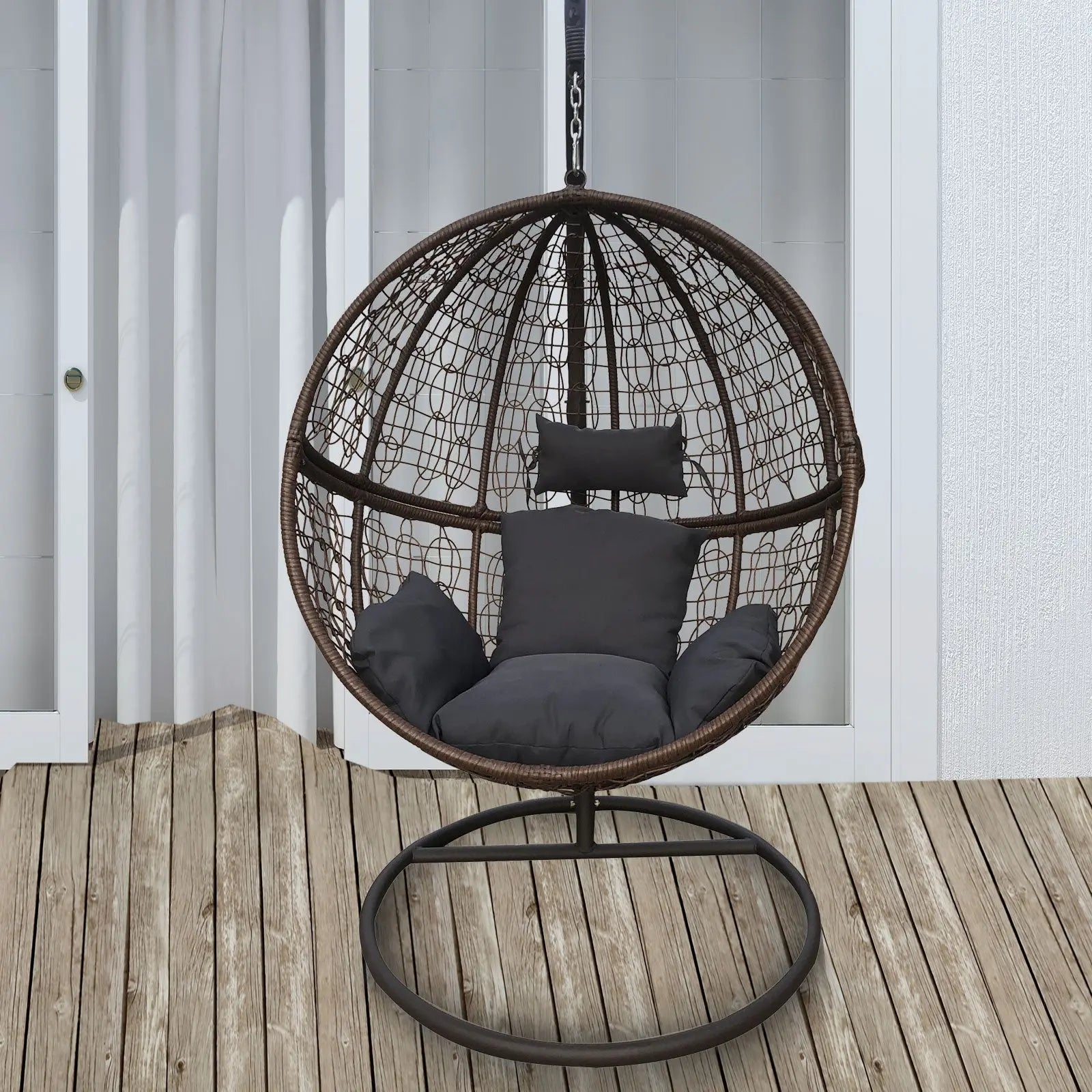 Arcadia Furniture Rocking Egg Chair Outdoor Wicker Rattan Patio Garden Circular - Myzenhome