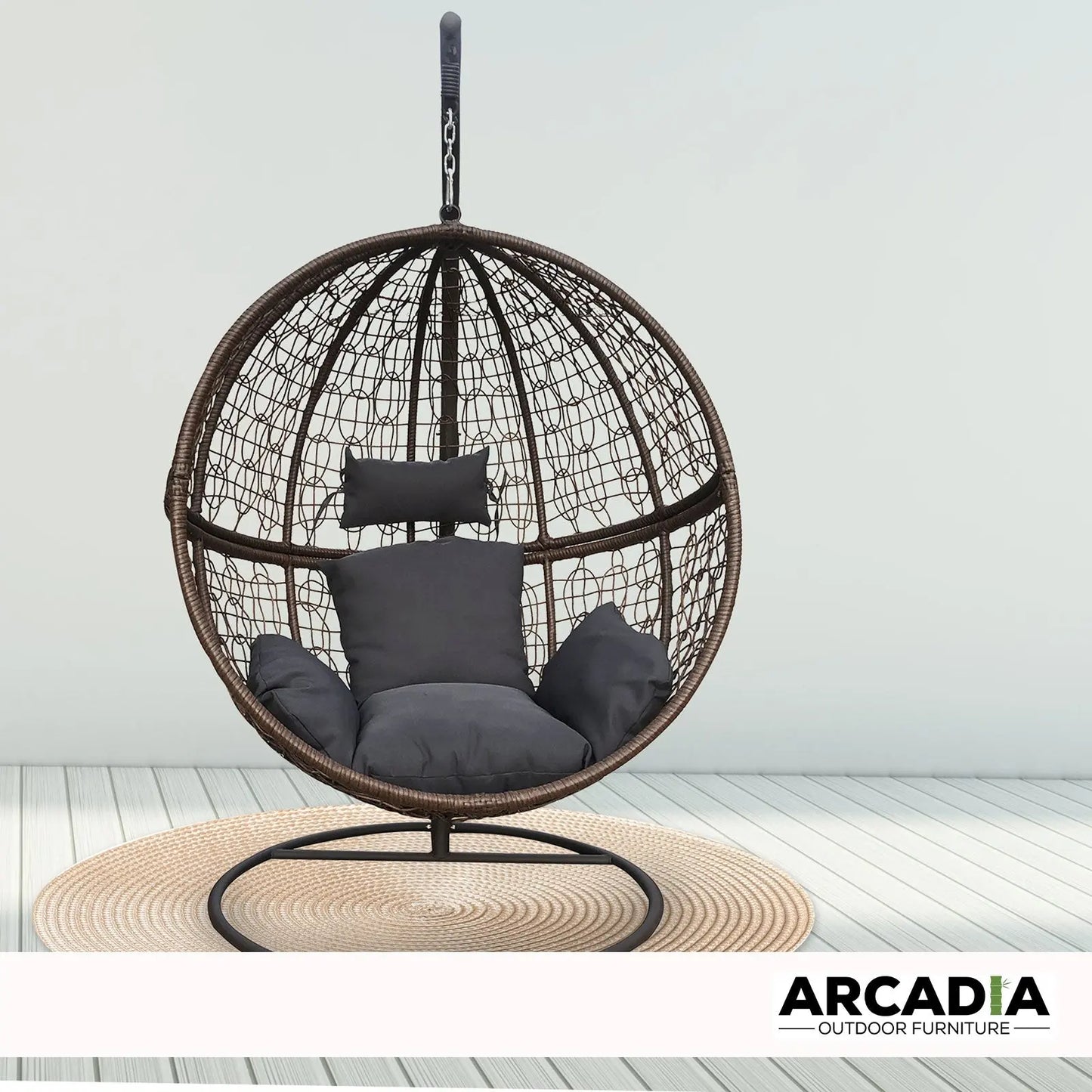 Arcadia Furniture Rocking Egg Chair Outdoor Wicker Rattan Patio Garden Circular - Myzenhome