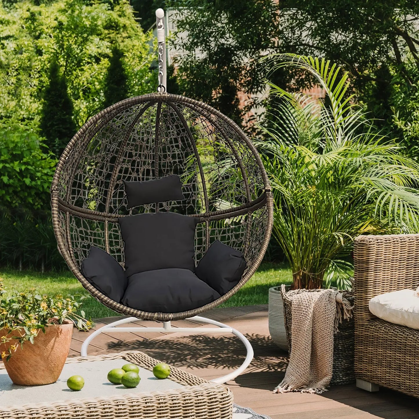 Arcadia Furniture Rocking Egg Chair Outdoor Wicker Rattan Patio Garden Circular - Myzenhome