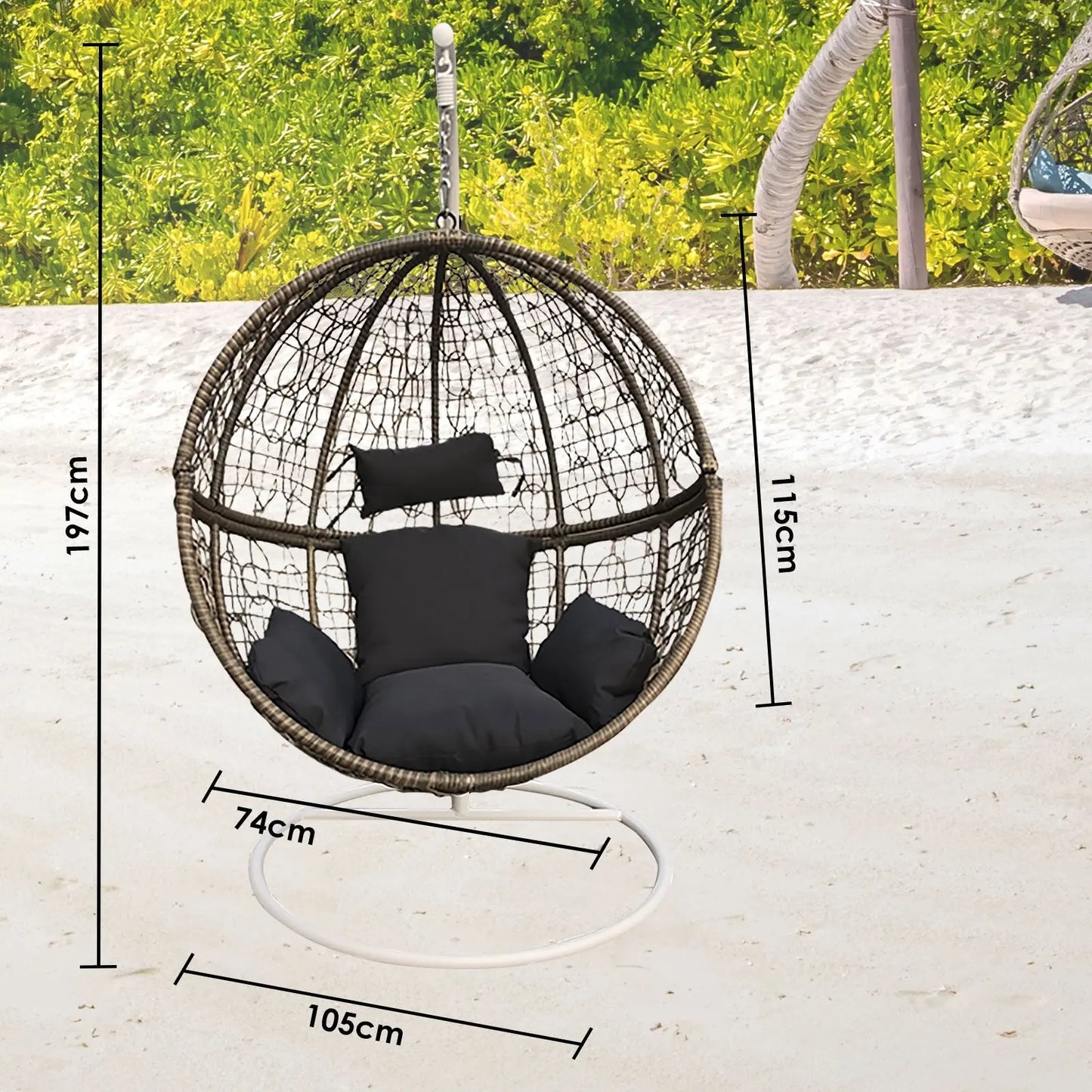 Arcadia Furniture Rocking Egg Chair Outdoor Wicker Rattan Patio Garden Circular - Myzenhome