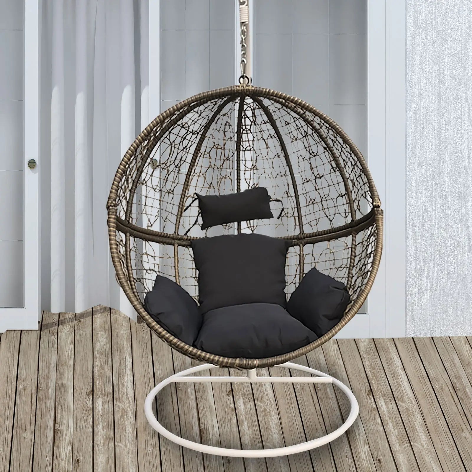 Arcadia Furniture Rocking Egg Chair Outdoor Wicker Rattan Patio Garden Circular - Myzenhome