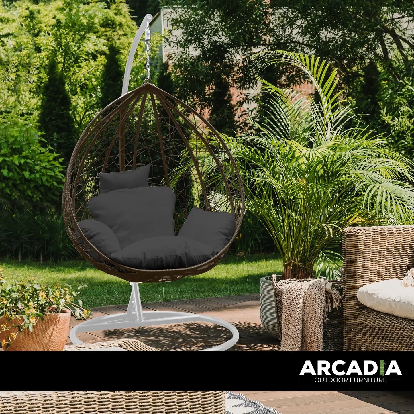 Arcadia Furniture Rocking Egg Chair Outdoor Wicker Rattan Patio Garden Tear Drop - Myzenhome