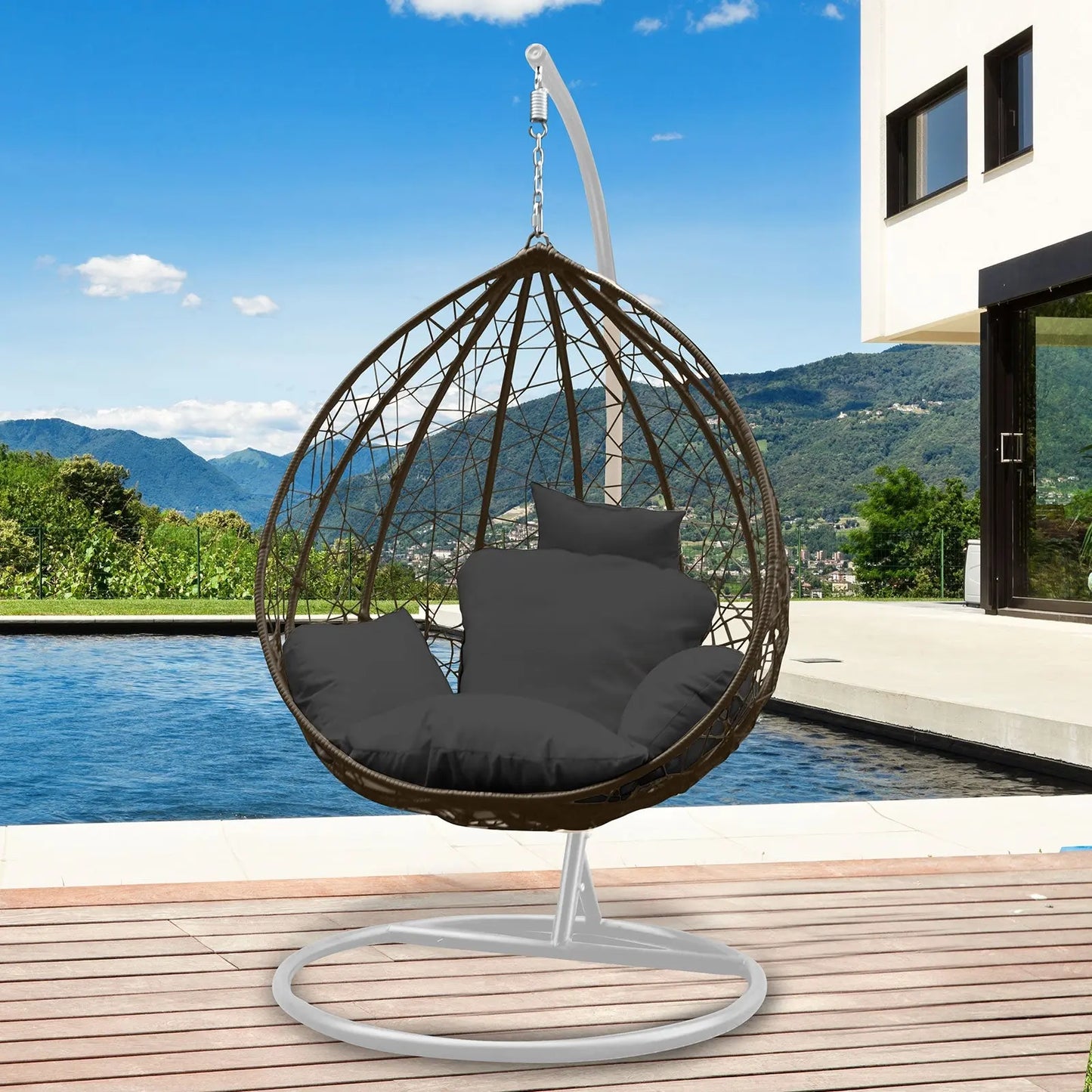 Arcadia Furniture Rocking Egg Chair Outdoor Wicker Rattan Patio Garden Tear Drop - Myzenhome