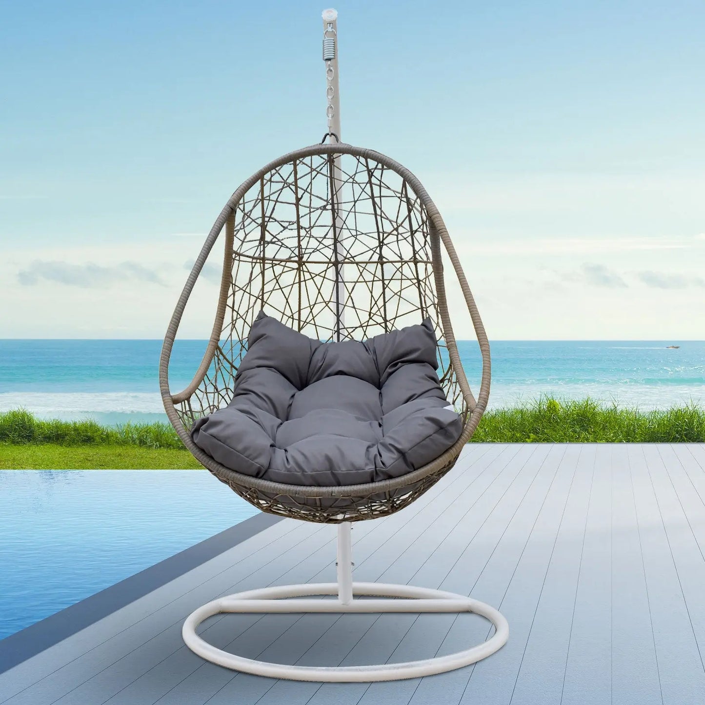 Arcadia Furniture Rocking Egg Chair Swing Lounge Hammock Pod Wicker Curved - Myzenhome