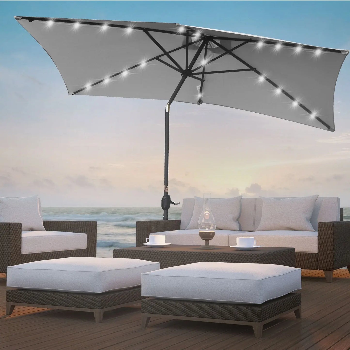 Arcadia Furniture Umbrella 3 Metre Umbrella with Solar LED Lights Garden Yard - Myzenhome