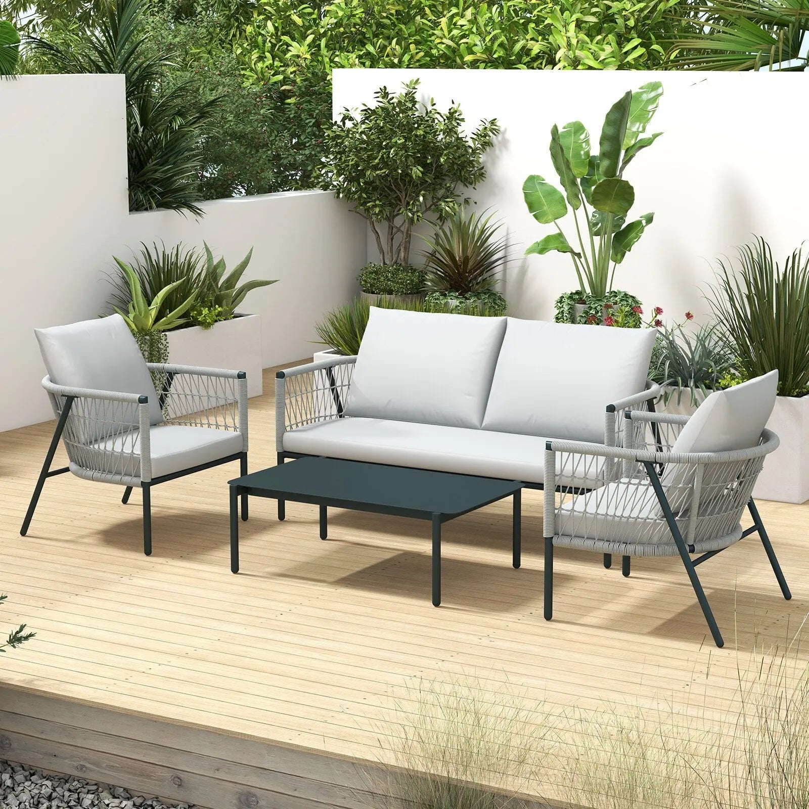 Arcadia furniture 4 piece reims ensemble set stylish comfortable durable grey Arcadia Furniture