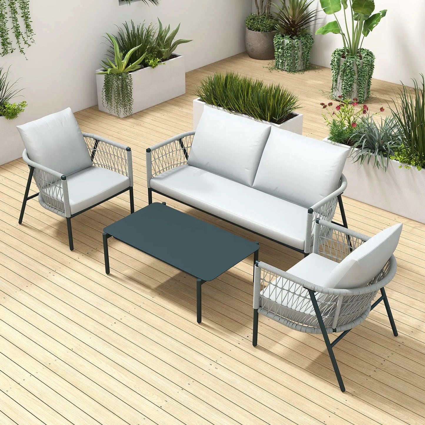 Arcadia furniture 4 piece reims ensemble set stylish comfortable durable grey Arcadia Furniture