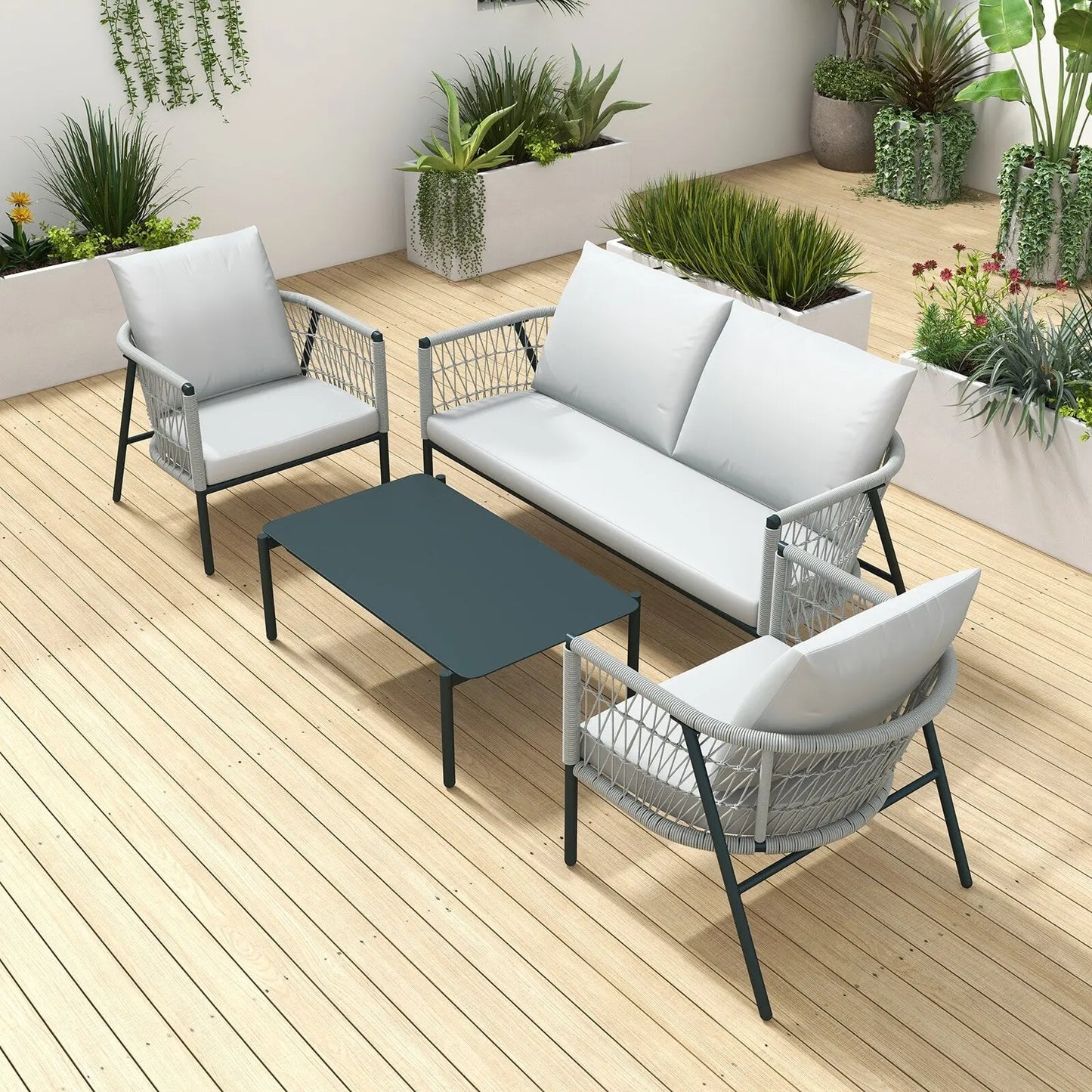 Arcadia furniture 4 piece reims ensemble set stylish comfortable durable grey Arcadia Furniture