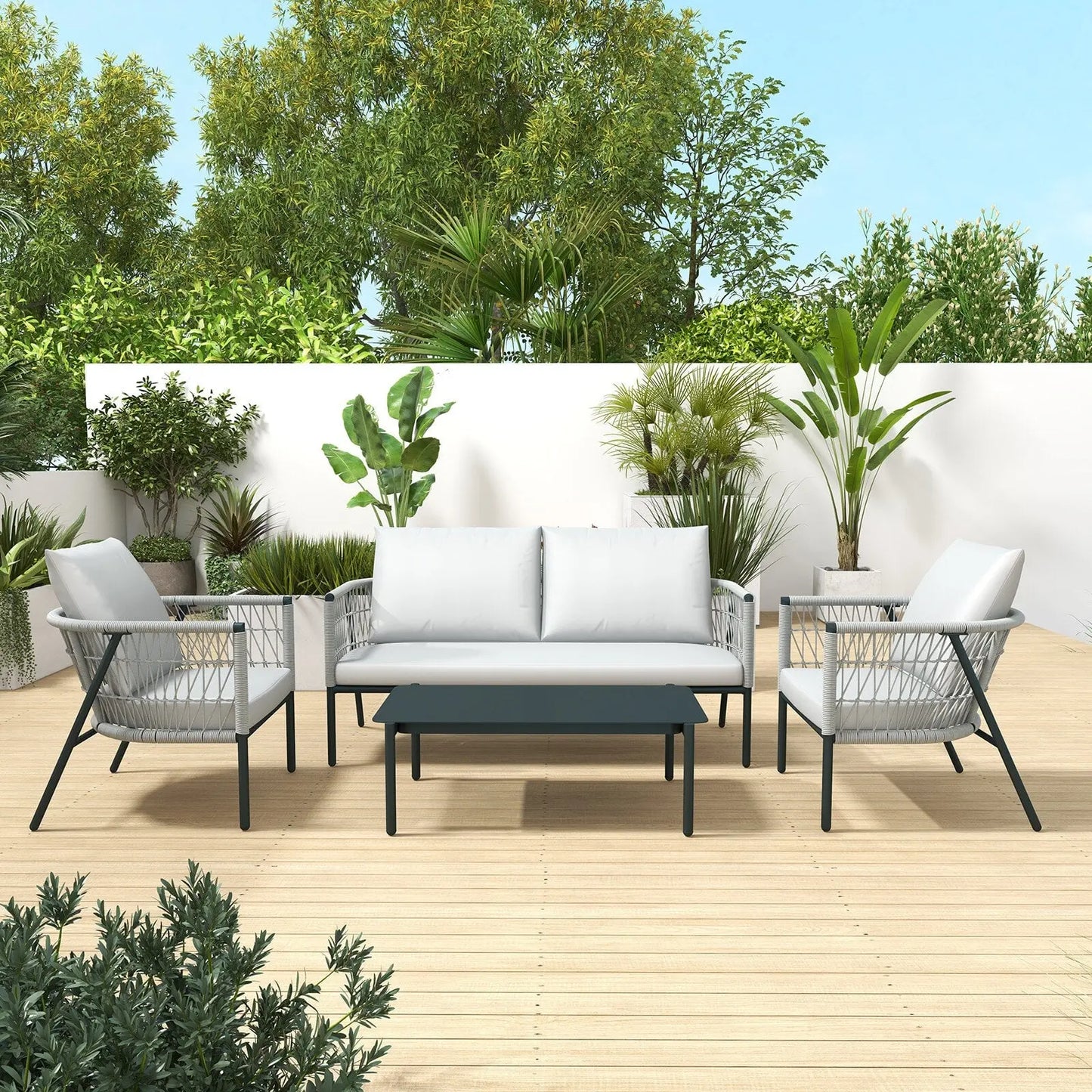 Arcadia furniture 4 piece reims ensemble set stylish comfortable durable grey Arcadia Furniture