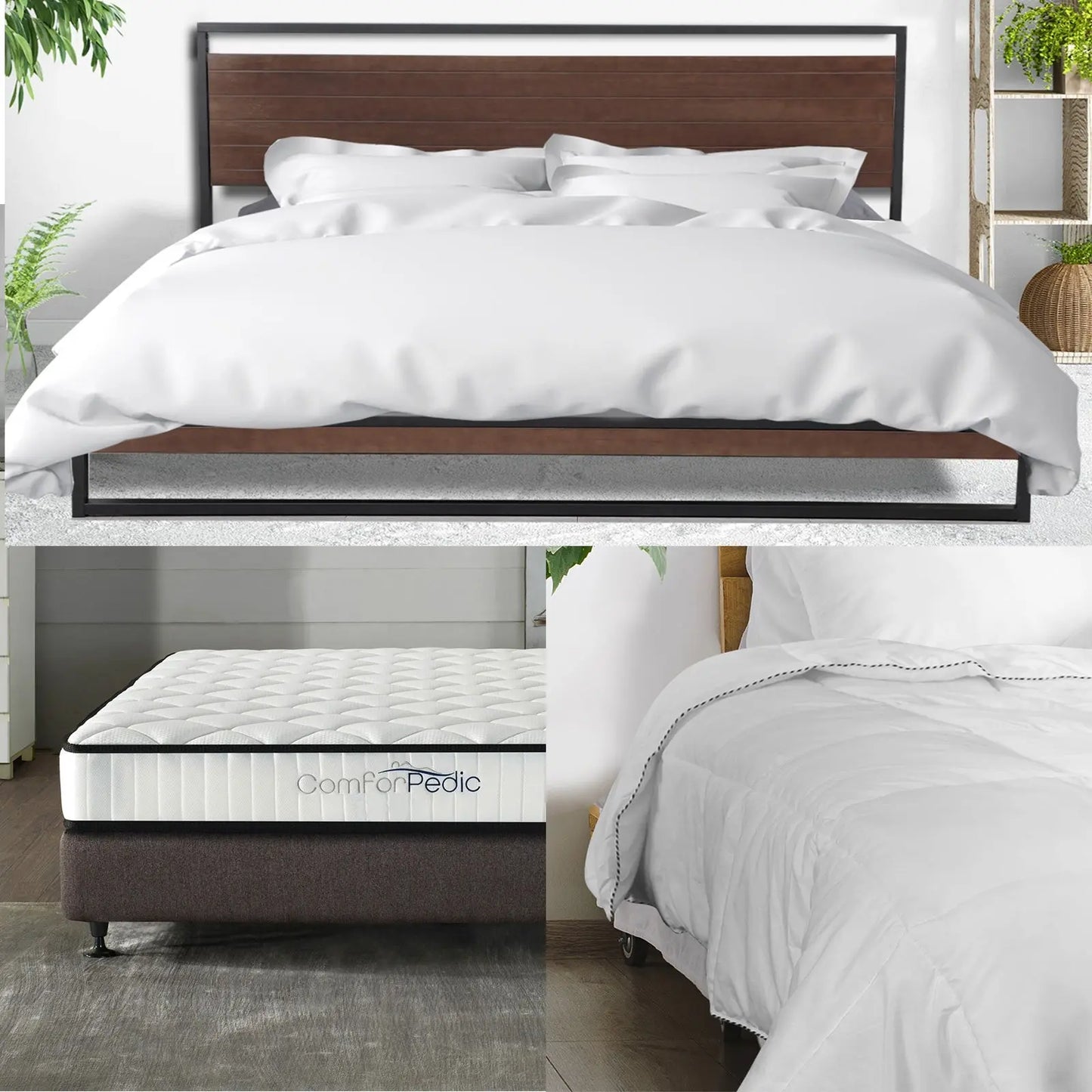 Azure bed frame + comforpedic mattress + 250gsm bamboo quilt package deal set Royal Comfort